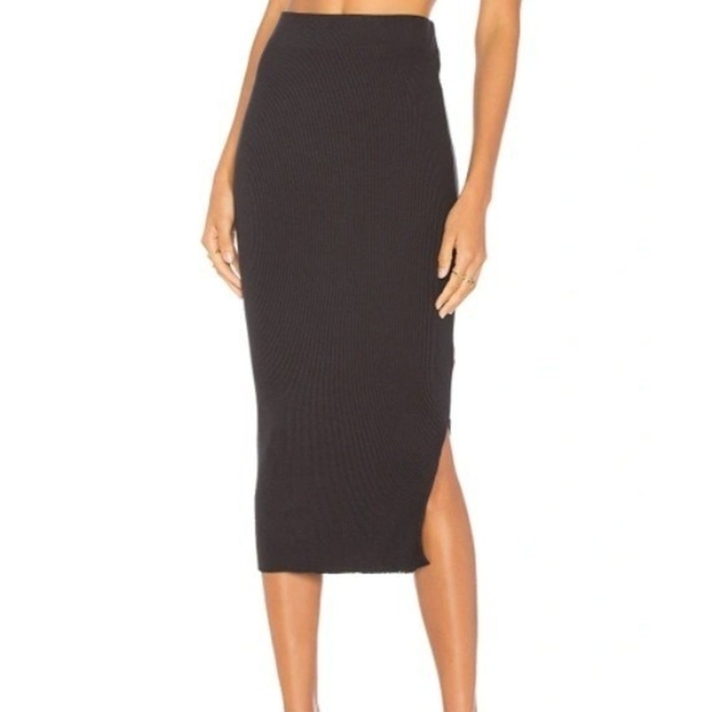 NEW‎ Cotton Citizen Melbourne Midi Skirt with Slit Chocolate Brown Small